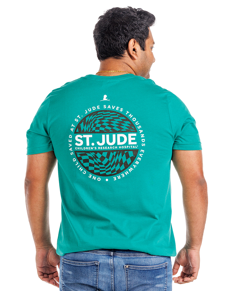 St. Jude Checkered T-Shirt- Kelly Green